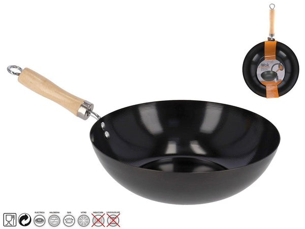 WOK 28CM C/MANGO DE MADERA BD13026