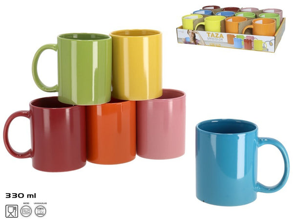 TAZA UNICOLOR 330 ML. 6 SURT.- CERAMICA