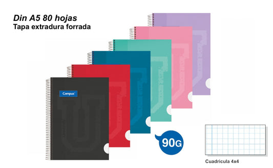 Cuaderno espiral de tapa forrada