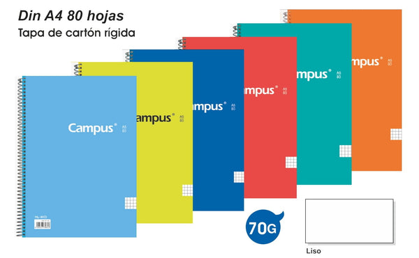 CUADERNO A4 TAPA DURA 80H.LISO