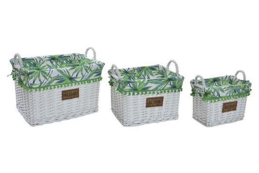 CESTA SET 3 POLIESTER ALGODON 46X33X37 TROPICAL