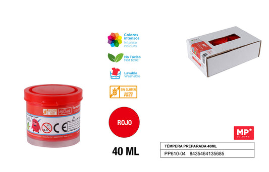 TEMPERA 40ML ROJO ARTIX