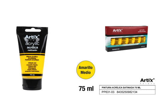 PINTURA ACRILICA AMARILLO MEDIO 75ML ARTIX