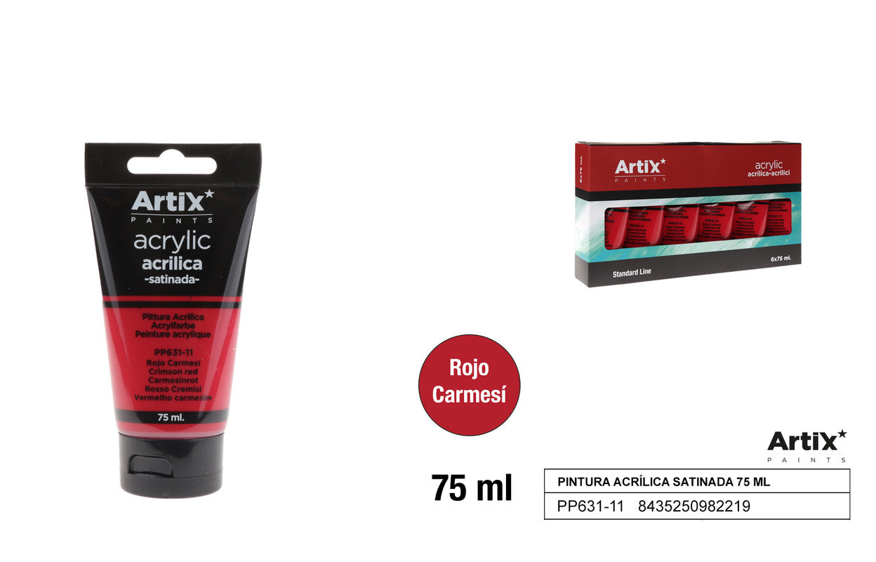 PINTURA ACRILICA ROJO CARMESI 75ML ARTIX