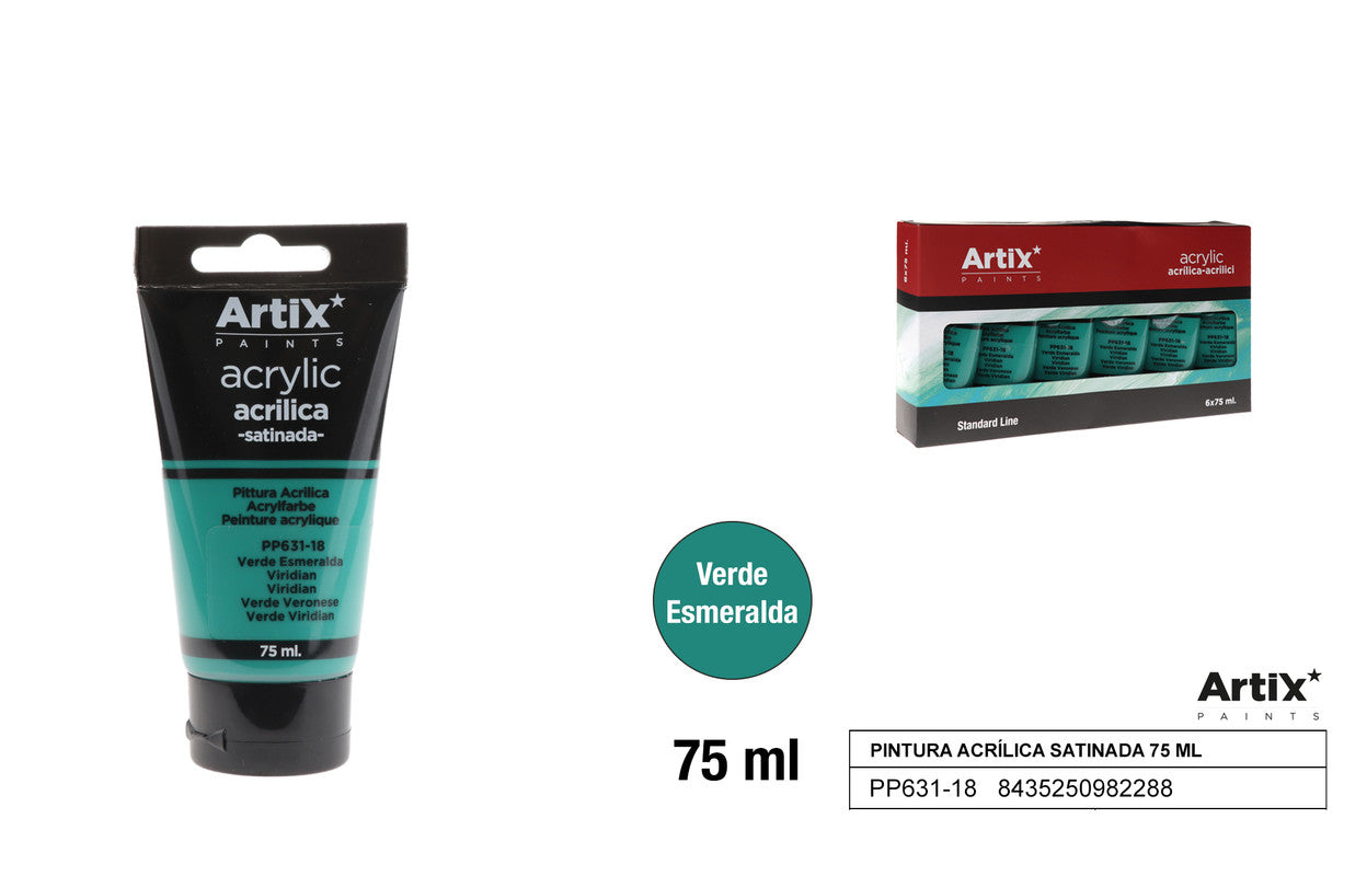 PINTURA ACRILICA VERDE ESMERALDA 75ML ARTIX