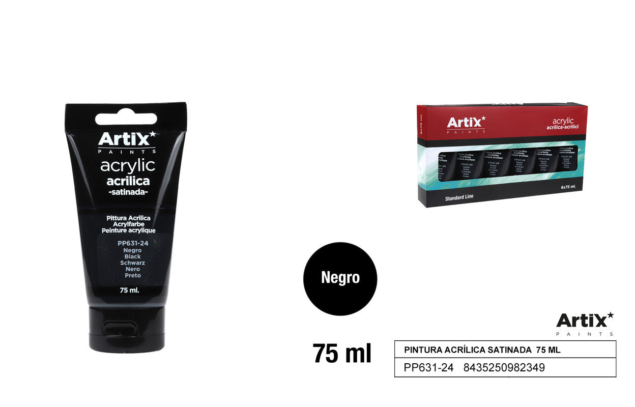 PINTURA ACRILICA NEGRO 75ML ARTIX