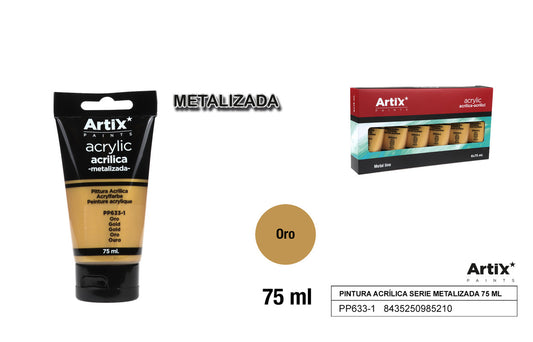 PINTURA ACRILICA TUBO 75ML ORO METALIZADO ARTIX