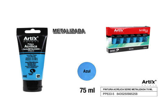 PINTURA ACRILICA TUBO 75ML AZUL METALIZADO ARTIX