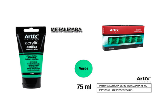 PINTURA ACRILICA TUBO 75ML VERDE METALIZADO ARTIX