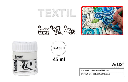 PINTURA TEXTIL BLANCO 45 ML ARTIX