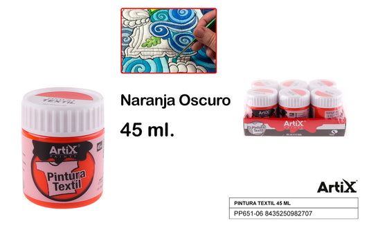 PINTURA TEXTIL NARANJA OSCURO 45 ML ARTIX