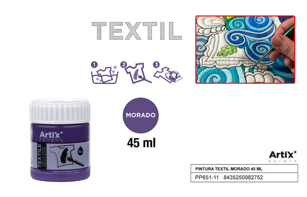 PINTURA TEXTIL MORADO 45 ML ARTIX