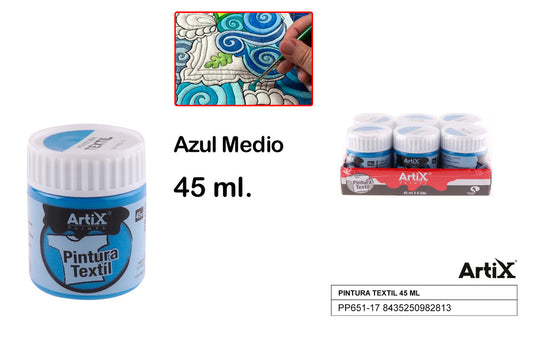 PINTURA TEXTIL AZUL MEDIO 45 ML ARTIX