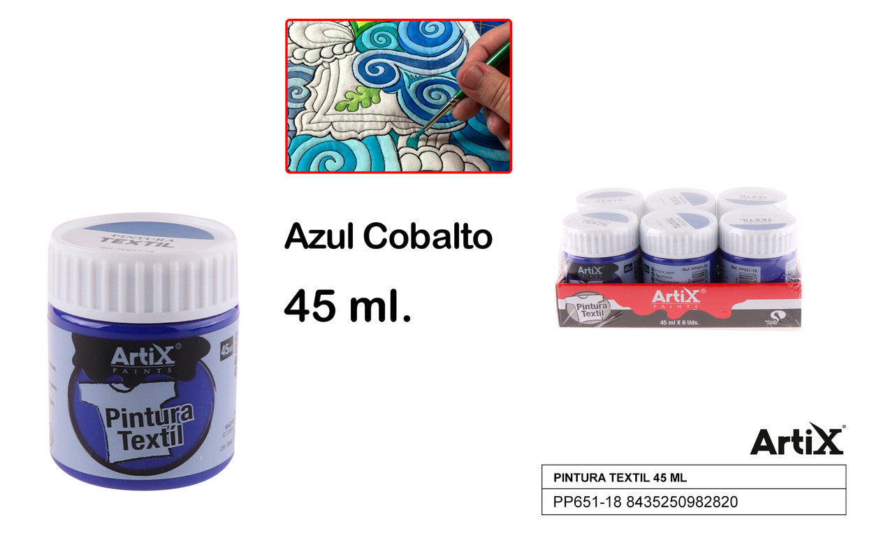 PINTURA TEXTIL AZUL COBALTO 45 ML ARTIX