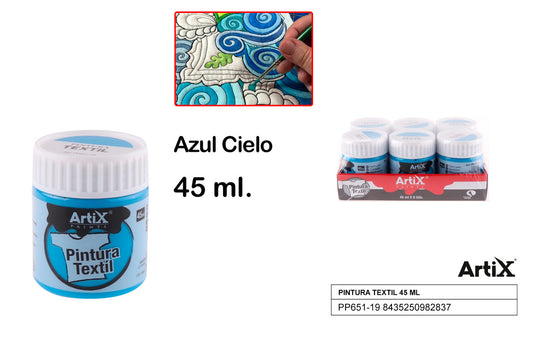 PINTURA TEXTIL AZUL CIELO 45 ML ARTIX