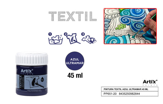 PINTURA TEXTIL AZUL ULTRAMAR 45 ML ARTIX