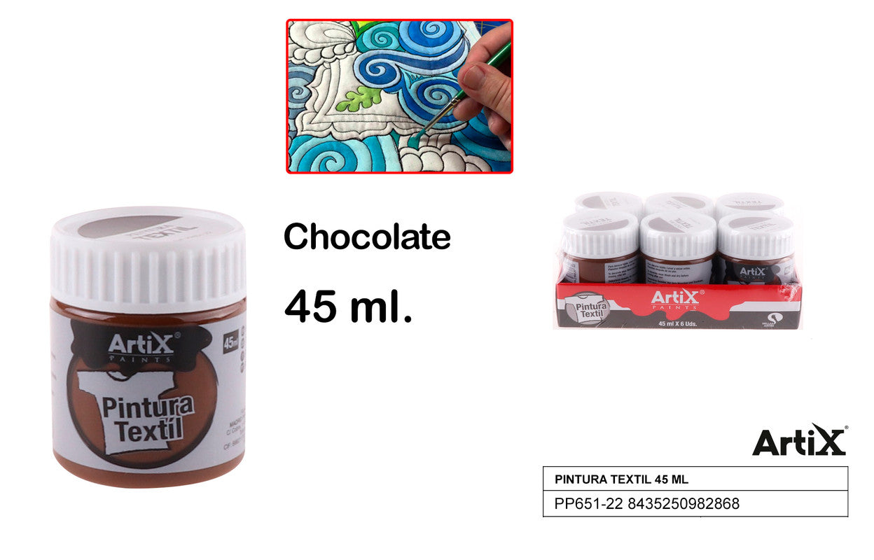 PINTURA TEXTIL CHOCOLATE 45 ML ARTIX