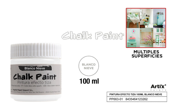 PINTURA EFECTO TIZA 100ML BLANCO NIEVE ARTIX