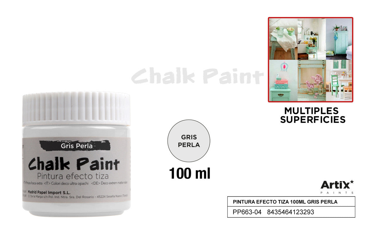 PINTURA EFECTO TIZA 100ML GRIS PERLA ARTIX