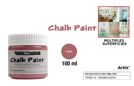 PINTURA EFECTO TIZA 100ML VINO ARTIX