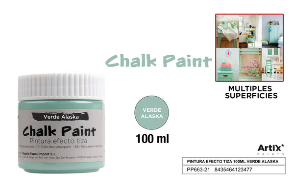 PINTURA EFECTO TIZA 100ML VERDE ALASKA ARTIX