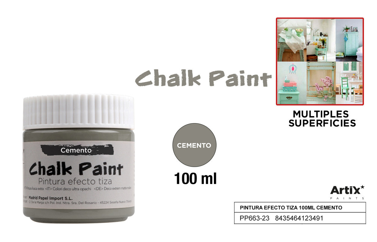 PINTURA EFECTO TIZA 100ML CEMENTO ARTIX