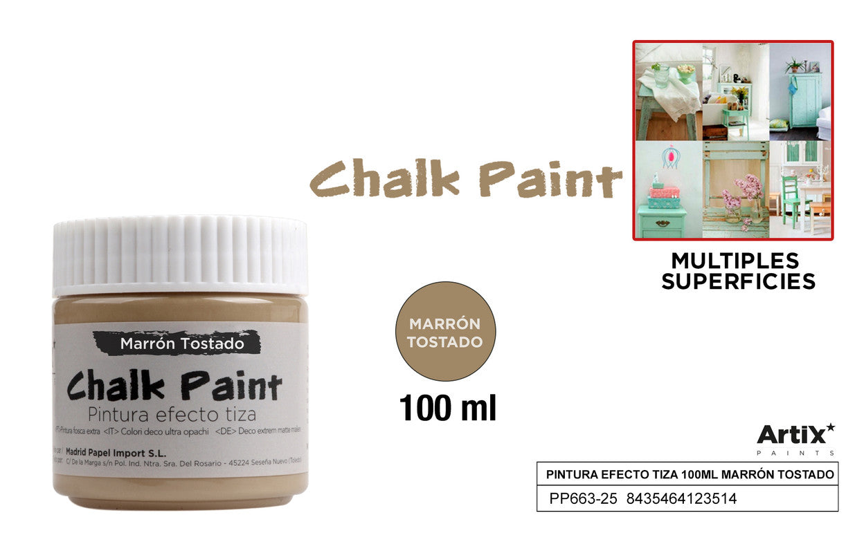 PINTURA EFECTO TIZA 100ML MARRON TOSTADO ARTIX