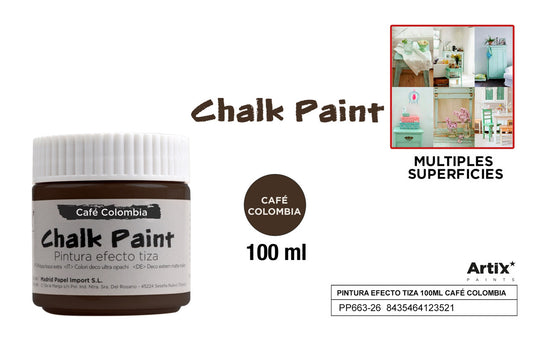 PINTURA EFECTO TIZA 100ML CAFE COLOMBIA ARTIX