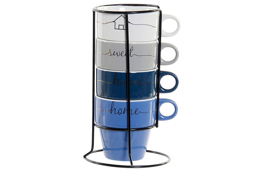 MUG SET 4 NEW BONE 11,5X11,5X20 360 ML. HOME AZUL