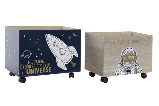 CAJA SET 2 MDF 39X26X30 RUEDAS ASTRONAUTA NATURAL