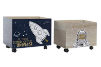 CAJA SET 2 MDF 39X26X30 RUEDAS ASTRONAUTA NATURAL