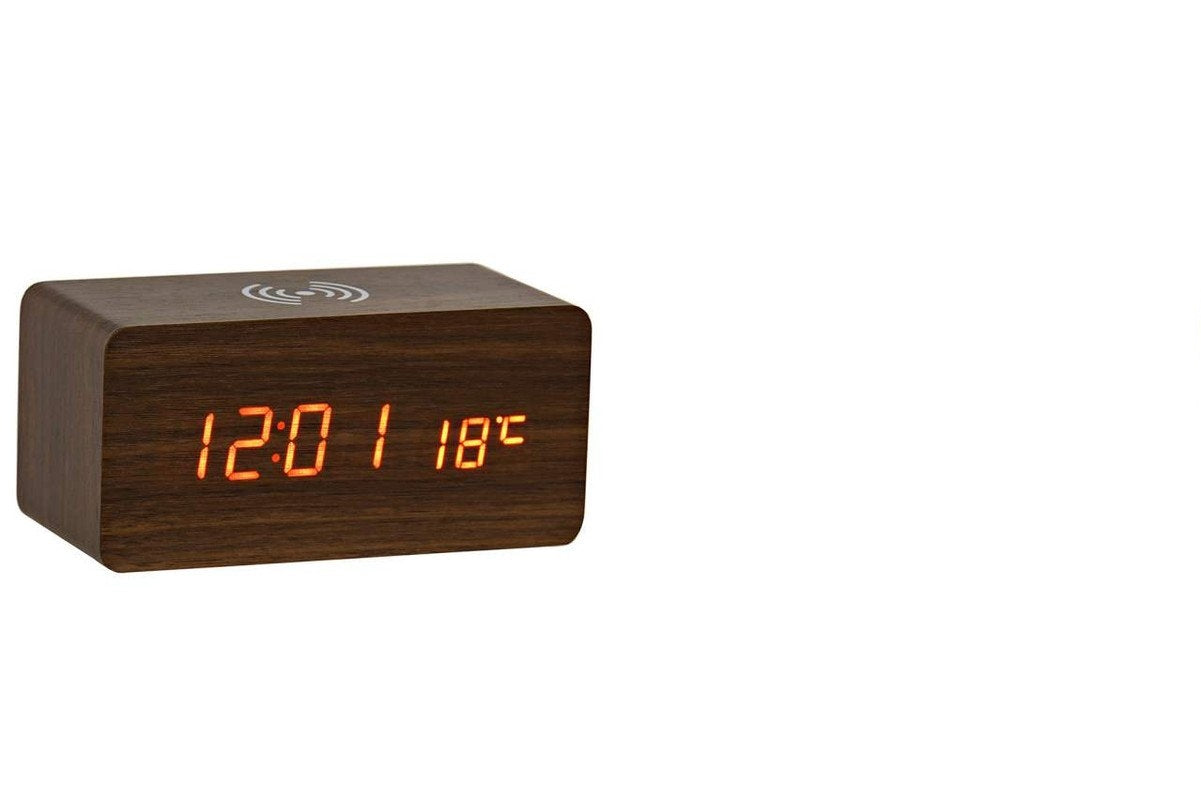 RELOJ DESPERTADOR MDF 15X7X7 CARGADOR INALAMBRICO(A)